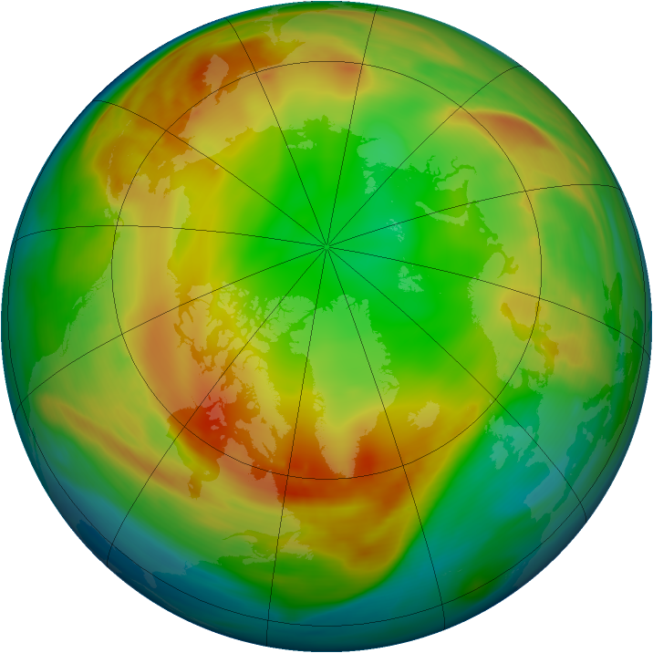 Arctic ozone map for 12 January 2007